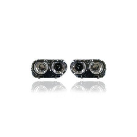 Headlight Assembly - DEPO Compatible/Replacement for  15-20 Dodge Challenger SXT/GT/RT/Scat/SRT 392 - HID Without Air Duct - Pair  Left Driver + Right