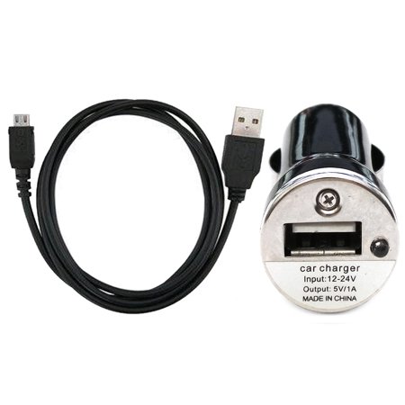 Importer520 Black Combo Mini Compact 1000mAh Car Charger + Micro USB Data Sync / Battery Charge Cable for HTC Windows Phone 8X HTC 6990 HTC Zenith(at 