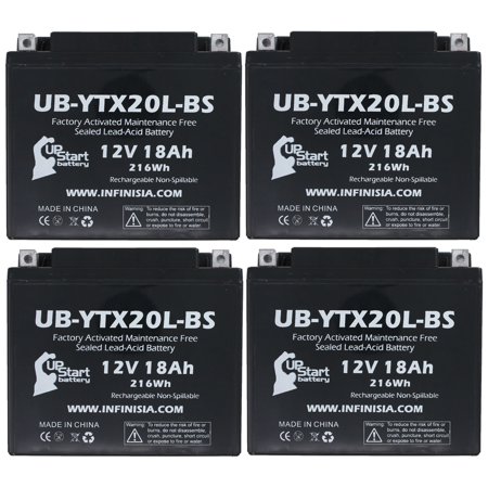 4-Pack UB-YTX20L-BS Battery Replacement for 2000 Victory V92C  DC Classic  Deluxe Cruiser 1507 CC Motorcycle - Factory Activated  Maintenance Free  Mo