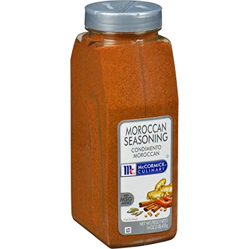 McCormick Culinary Moroccan Seasoning  16 Oz - One 16 Ounce Container Moroccan Spice Blend with Cinnamon  Cumin  Black and Red Peppers  and Turmeric C