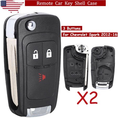 Keyecu 2 Pieces Remote Car Key Shell Case Cover Frame 3 Buttons Replacement for Chevrolet Spark 2012 2013 2014 2015 2016 FCC ID: A2GM3AFUS03  GM: 9598