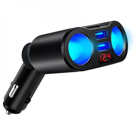 MEROTABLE Digital Dual USB Charger 2-Way Car Cigarette Lighter Car Smart Charging Adapter a