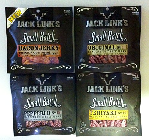 Jack Links Beef Jerky Sampler Gift Pack (4pk)- Jack Links Small Batch Bacon Jerky (2.5oz), Jack Links Small Batch Original Beef Jerky (2.5oz), Jack Li