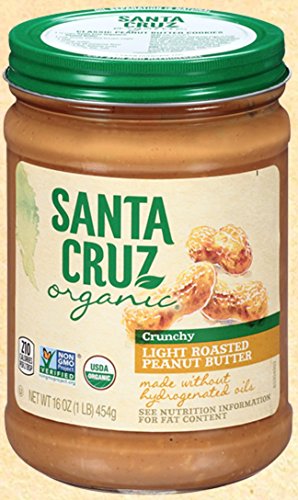 Santa Cruz Organic Peanut Butter Light Roasted Crunchy -- 16 Oz Jar