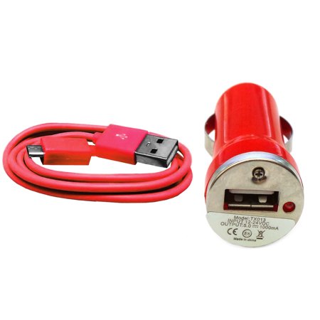 Importer520 Red Mini USB Home Wall + Car Charger + Micro USB Data Sync / Battery Charge Cable for HTC?Windows Phone 8X HTC 6990 HTC Zenith(at & T  T M