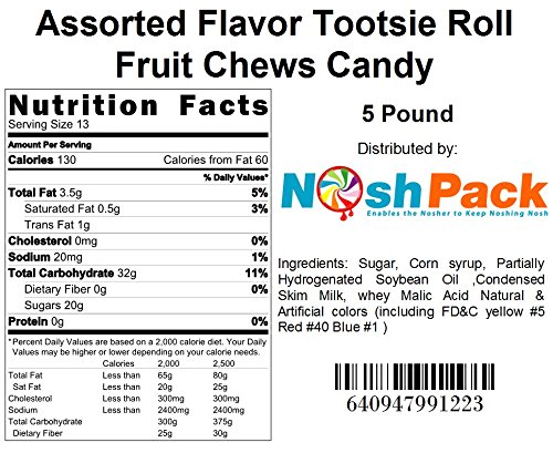 Nosh Pack 5 Pound Assorted Flavor Tootsie Roll Fruit Chews Candy thumbnail