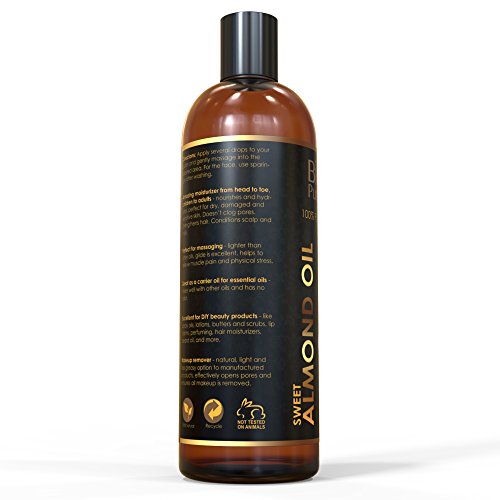 Premium Sweet Almond Oil 16 Oz. from Select Farms in the USA and Italy. 100% Pure and Natural Moisturizing Oil for Skin, Face, Hair and Nails - Smooth thumbnail