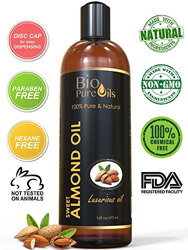 Premium Sweet Almond Oil 16 Oz. from Select Farms in the USA and Italy. 100% Pure and Natural Moisturizing Oil for Skin, Face, Hair and Nails - Smooth thumbnail