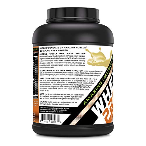 Amazing Muscle 100% Whey Protein Powder *Advanced Formula with Whey Protein Isolate as a Primary Ingredient Along with Ultra Filtered Whey Protein Con thumbnail