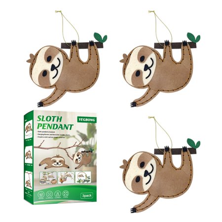 Sloth Pendants Set Sloth Craft Sewing Kit Jungle Animal DIY Crafts Garden Tree Potted Plant Bedside Decoration Pendants Kids Gift