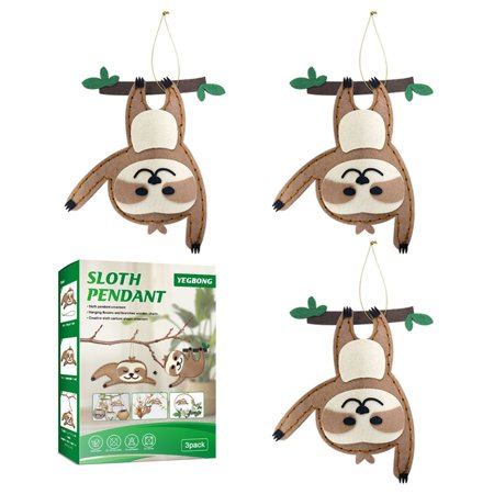 Sloth Craft Sewing Kit Sloth Pendants Set Jungle Animal DIY Crafts Garden Tree Potted Plant Bedside Decoration Pendants Kids Gift