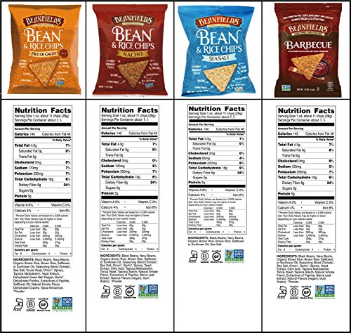 Beanfields Bean & Rice Chips, Healthy Vegan Snacks, Corn Free, (Count 4) Variety Pack with Barbecue, Pico De Gallo, Sea Salt and Nacho Flavors - 1 thumbnail
