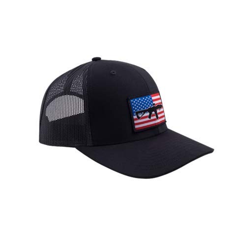 Men's Black Rifle Coffee Company AR Flag Patch Trucker Shooting Snapback Hat One Size Black