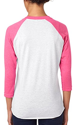 Next Level Apparel 6051 Unisex Tri-Blend 3 by 4 Sleeve Raglan - Purple Rush & Heather White, Extra Small thumbnail