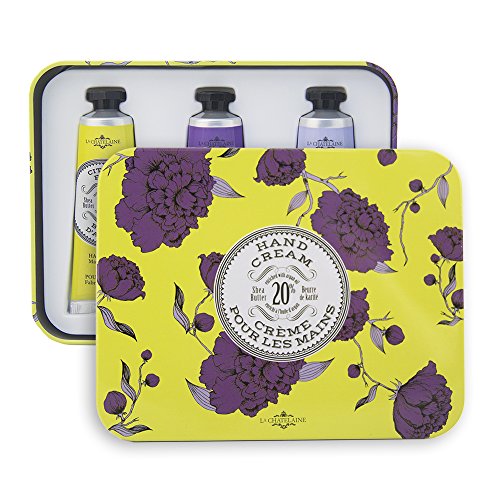 La Chatelaine 20% Shea Butter Hand Cream Trio Tin Gift Set  Citrus Frizz  Pomegranate Mulberry  Lavender