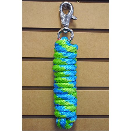 Lime Blue Horse Tack Solid Braid Poly Rope Lead W/ Npmi Buffalo Snap 5/8 X 9