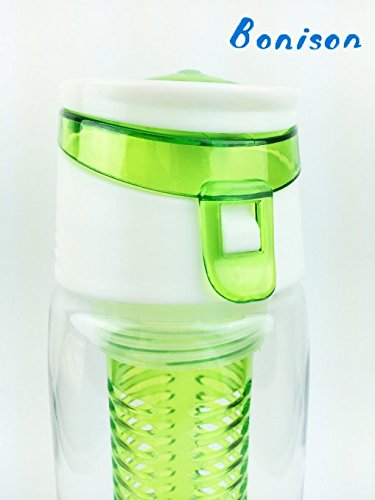 Bonison Flip Top V2.0 - Flavor Infuser Fruit Infused Premium Plastic Sports Water Infusion Bottle - 23 Oz Leak Proof with Spout Folded Handle - Tea He thumbnail