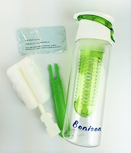 Bonison Flip Top V2.0 - Flavor Infuser Fruit Infused Premium Plastic Sports Water Infusion Bottle - 23 Oz Leak Proof with Spout Folded Handle - Tea He thumbnail