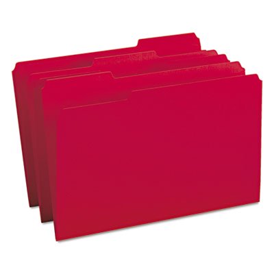 Smead 17743 File Folders  1/3 Cut Top Tab  Legal  Red  100/Box