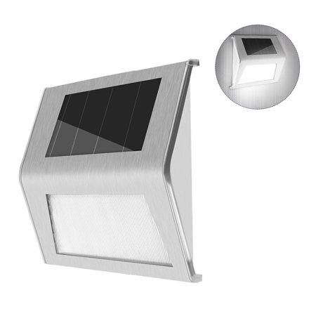 TFixol 2LED Solar Powered Stair Lights Wall Lamp Solar Step Light Water-resistant Outdoor Lighting Walkway Light for Deck Path Patio Garden Yard Auto 