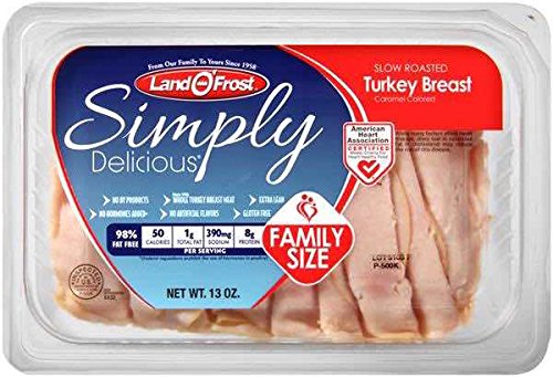 Land O' Frost Simply Delicious Slow Roasted Turkey Breast Lunch Meat Cold Cuts 13 Oz Pack of 2