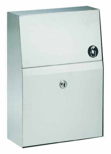 Bradley 4722-150000 Standard 22 Gauge Stainless Steel Surface Mounted Napkin Disposal, 1.5 Gallon Capacity, 10-3/4