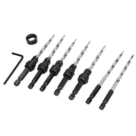 Countersink Drill Bit Set  Tapered Drilling Bits 11/64 82 Degrees Celsius Hamfering Efficient 1/4 Hex Shank 4-Flute HSS for Woodworking for Industrial