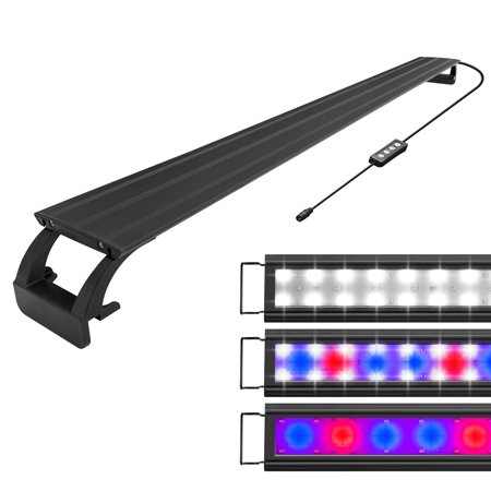 Qube 9W Full Spectrum Aquarium Light with Aluminum Alloy Shell Extendable Brackets  Red  White & Blue LEDs  External Remote  Fits Most Fish Tanks