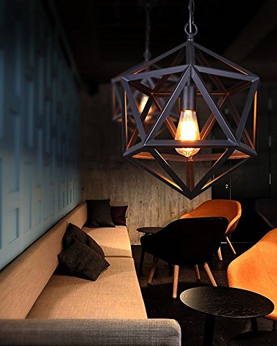 Parrot Uncle Polyhedron 1 Light Mini Pendant, Small Size Industrial Style Matte Black Iron Cage Pendant Light thumbnail