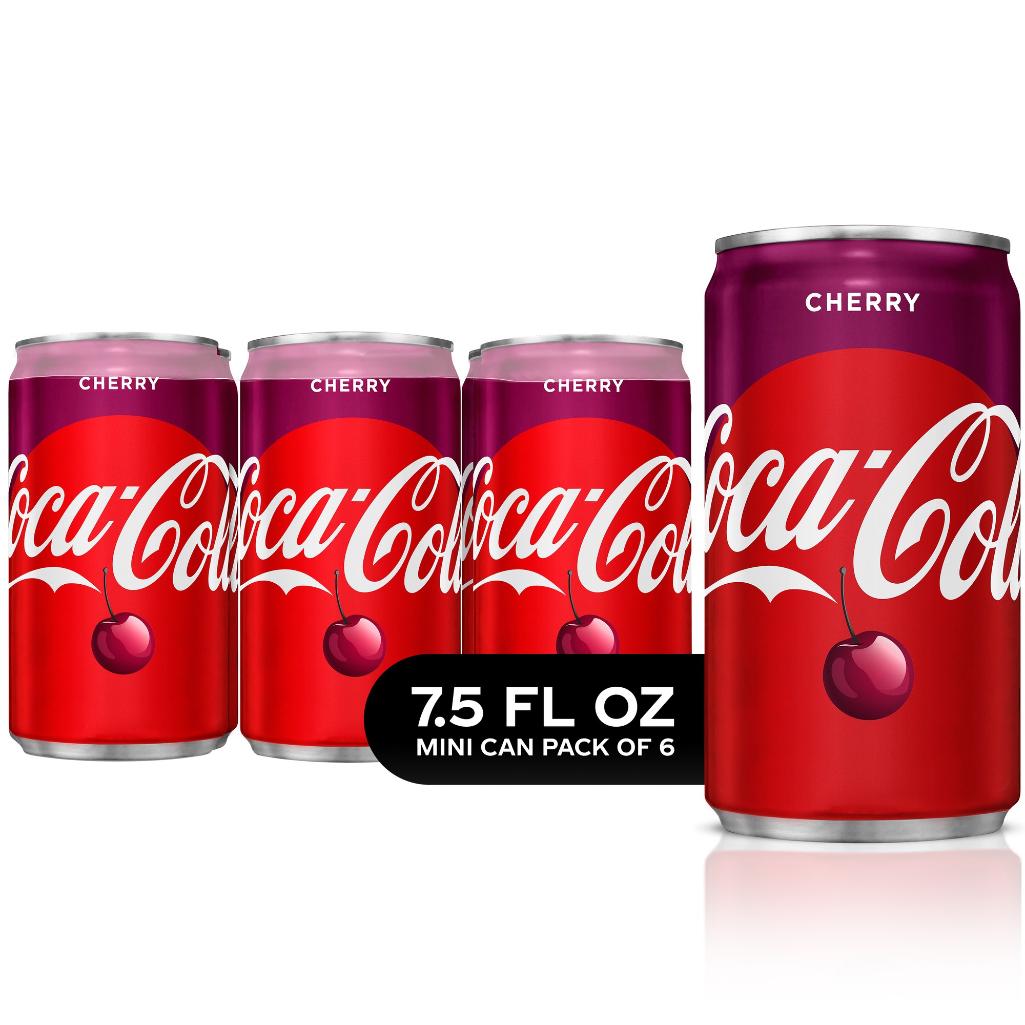 Coca-Cola Cherry Mini Soda Pop Soft Drink  7.5 Fl Oz  6 Pack Cans