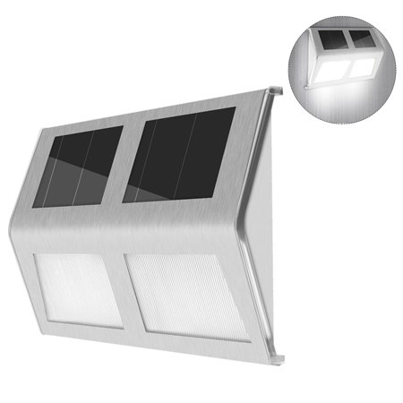 TFixol 4LED Solar Powered Stair Lights Wall Lamp Solar Step Light Water-resistant Outdoor Lighting Walkway Light for Deck Path Patio Garden Yard Auto 