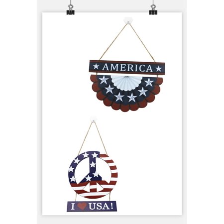 4th of July Patriotic Signs America Independence Day Wooden Sign Rustic Hanging Plaque for Door Wall Window Decor USA National Day Holiday Party Decor