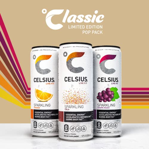 CELSIUS Essential Energy Drink 12 Fl Oz, Sparkling Classic Pop Pack Edition (Pack of 12) thumbnail