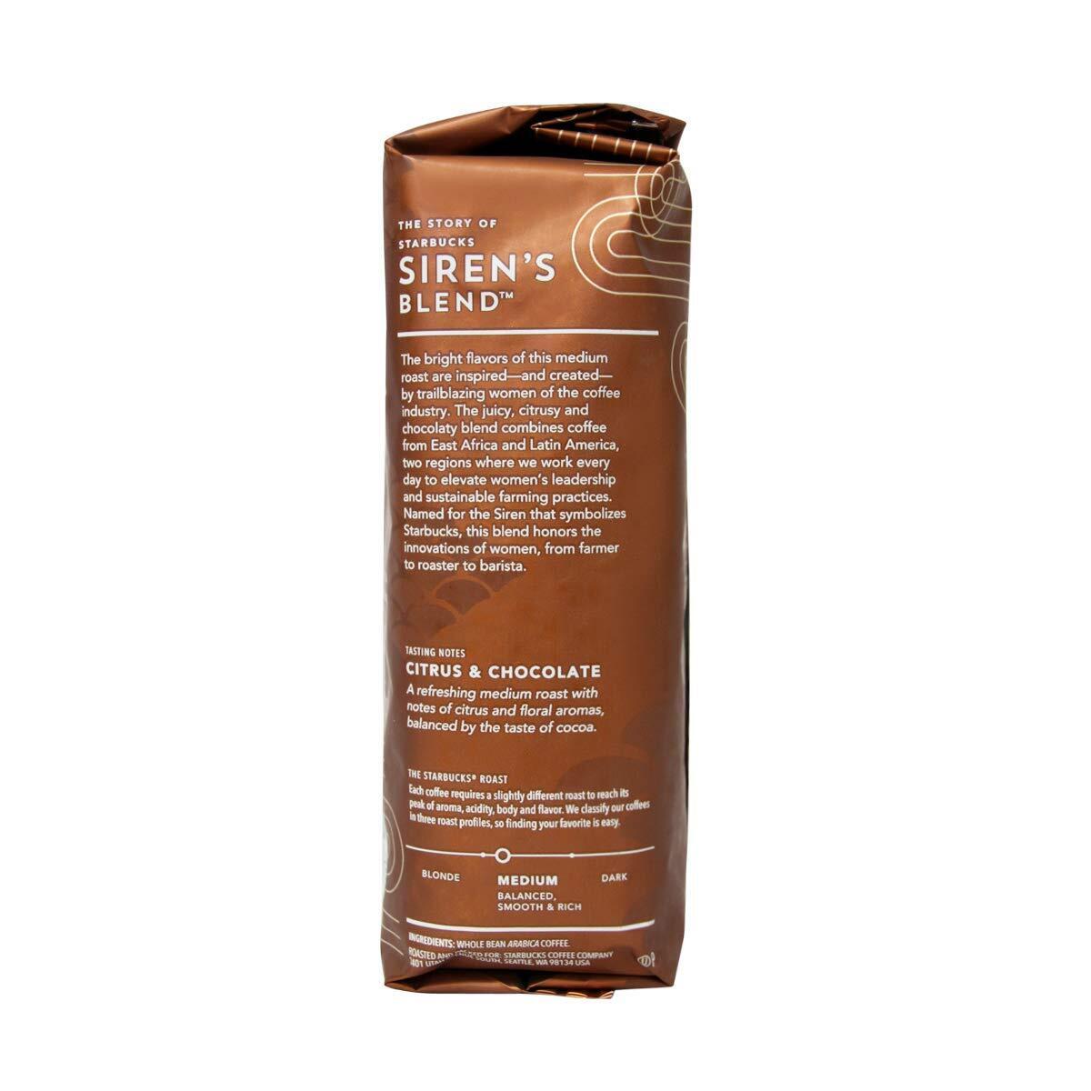 12-Pack Starbucks Siren's Blend Coffee, Medium Roast Whole Bean 6.6 Lbs Total thumbnail