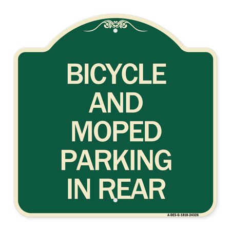 Bicycle and Moped Parking in Rear Heavy-Gauge Aluminum Architectural Sign, 18