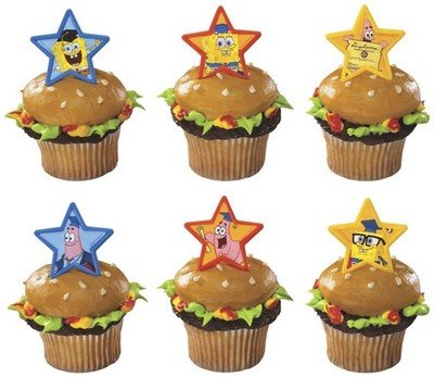 GRADUATION Grad SPONGEBOB Sponge Bob Patrick (12) Cupcake Cake Pop Favor Rings