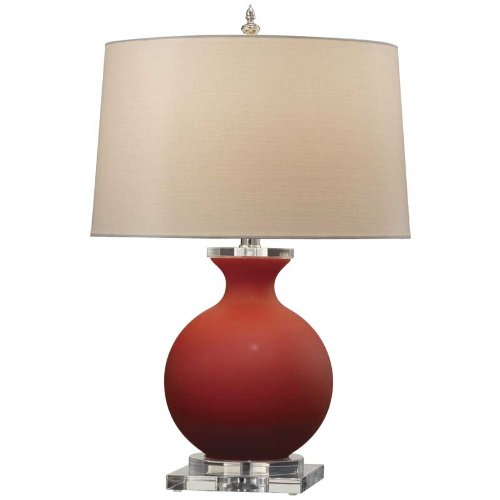 Murray Feiss 9734 Contemporary / Modern Single Light up Lighting Table Lamp from the Lainey Collec, Red Cased / Cream