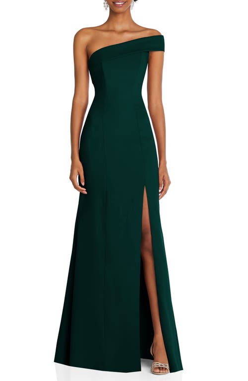 After Six Asymmetrical Off-the-Shoulder Cuff Trumpet Gown with Front Slit - 6858 - Green - 10
