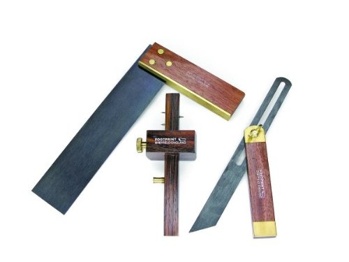 Footprint 303FSK Measuring & Marking Rosewood and Brass Set -Includes 1877 Mortice/Marking Guage, 1248 Square and 1253 Carpenter's Bevel