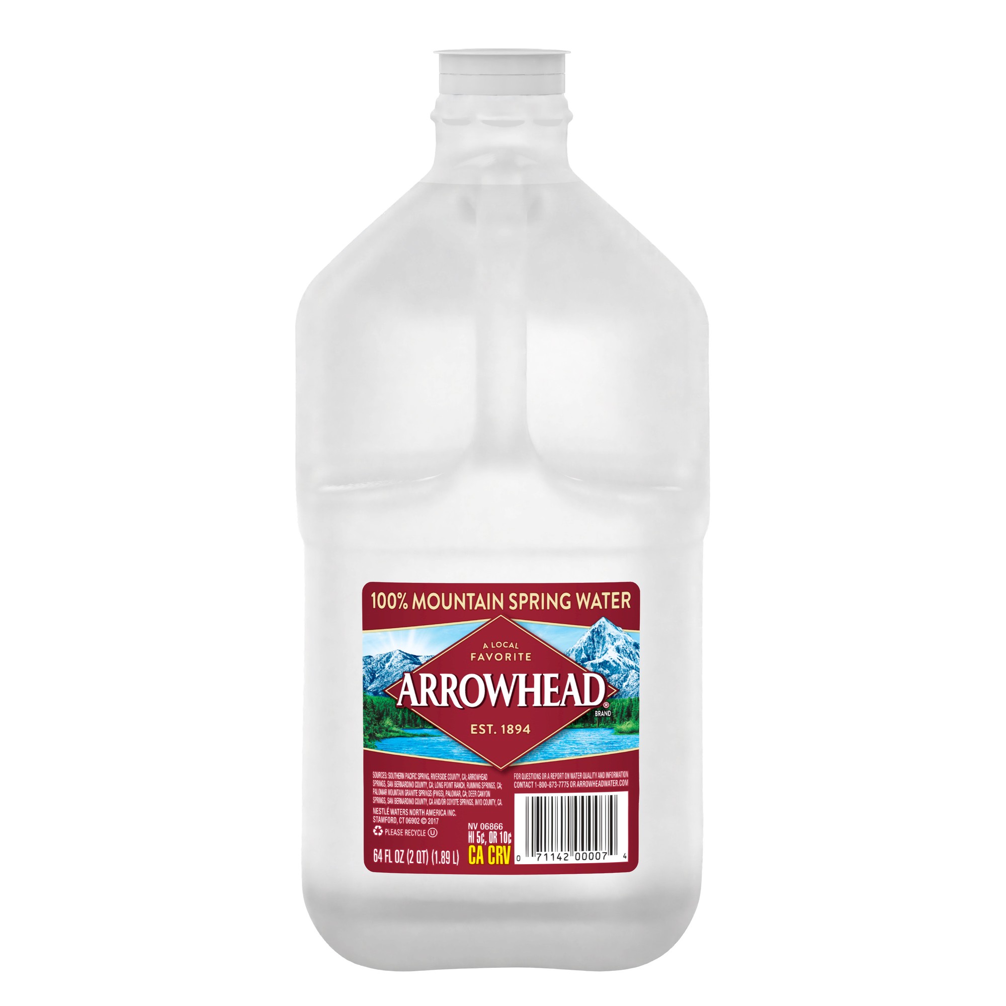 Arrowhead Natural Spring Water, 64 Fl Oz. Plastic Bottles (12 Pack)