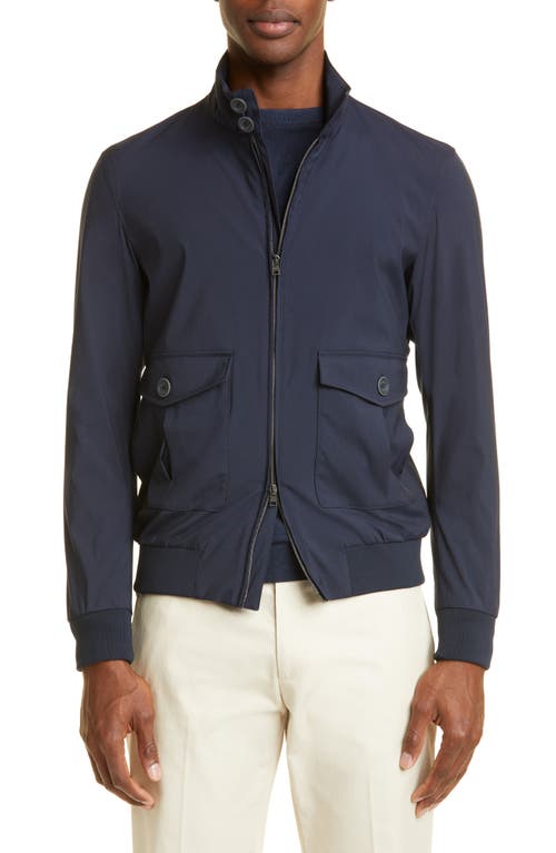 Herno Loro Piana Rain System Wool Blend Bomber Jacket in 9201-Blu Navy at Nordstrom, Size 32 Us