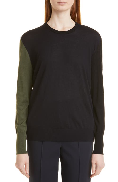 Akris Punto Colorblock Wool Sweater in Tbd Denim Olive Black at Nordstrom, Size 8