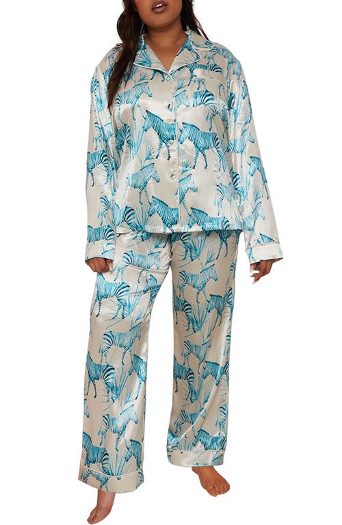 Chi Chi London Zebra Print Pajamas in White at Nordstrom, Size 16