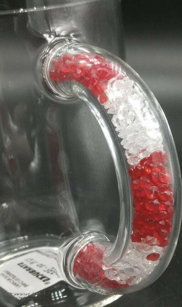 Starbucks 2021 Christmas Holiday Glass Clear Mug Candy Cane Handle 12 Oz thumbnail