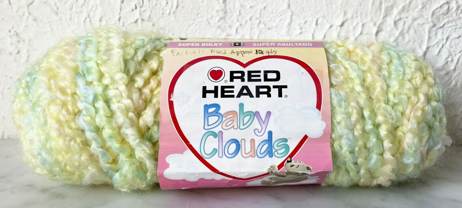 Red Heart Baby Clouds Boucle Yarn - Partial Skein Sunny Multi #9332