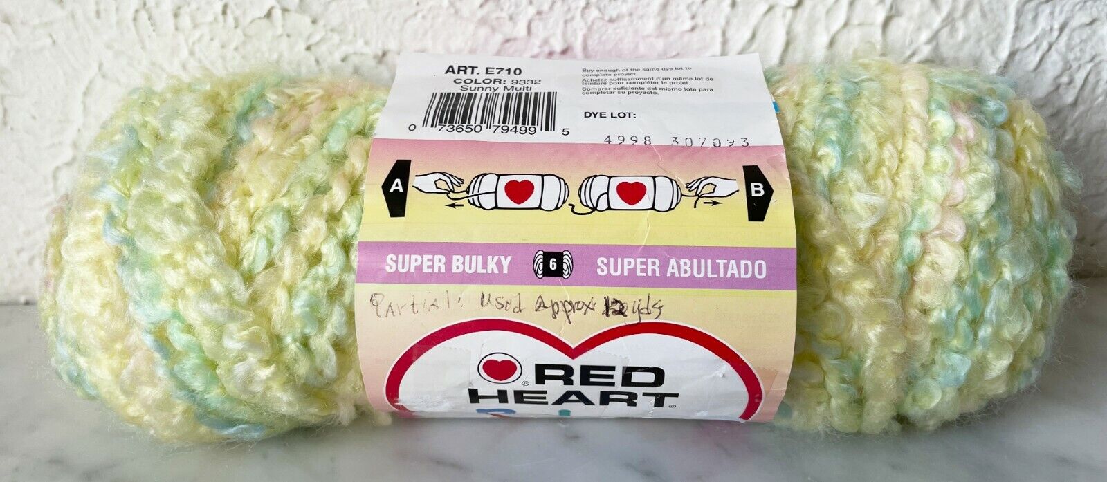 Red Heart Baby Clouds Boucle Yarn - Partial Skein Sunny Multi #9332 thumbnail
