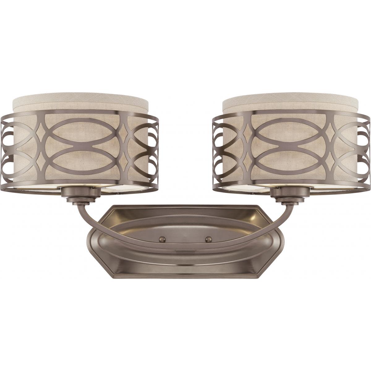 Nuvo 60-4722 - Harlow - 2 Light Vanity Fixture W/ Khaki Fabric Shades
