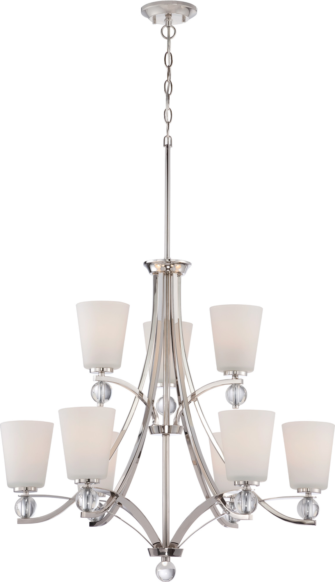 Nuvo 60-5499 - Connie - 9 Light - 2 Tier Chandelier W/ Satin White Glass