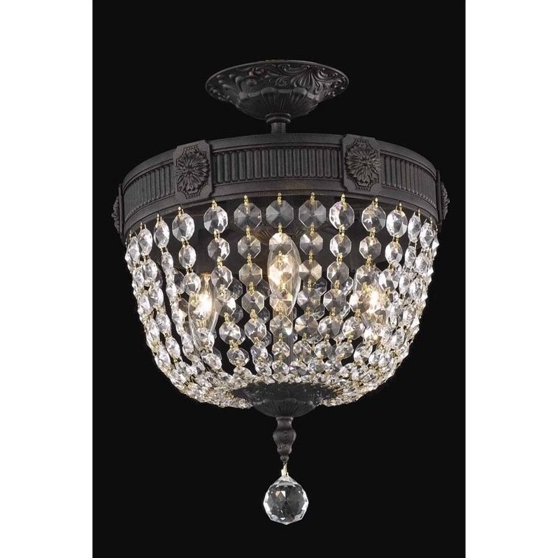 9303 Esperanza Collection Flush Mount D12in H17in Lt:3 Dark Bronze Finish (Swarovski Spectra Crystals)