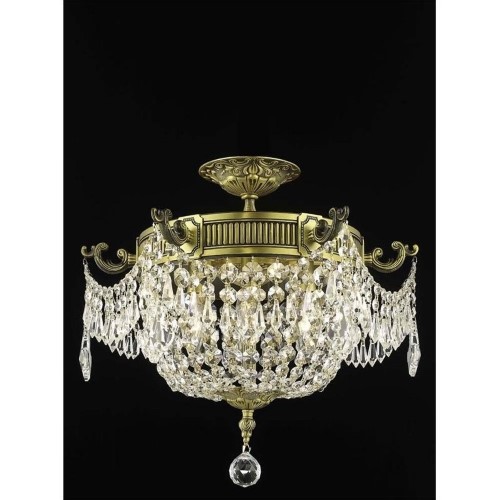9303 Esperanza Collection Flush Mount D18in H17in Lt:3 Antique Bronze Finish (Elegant Cut Crystals)